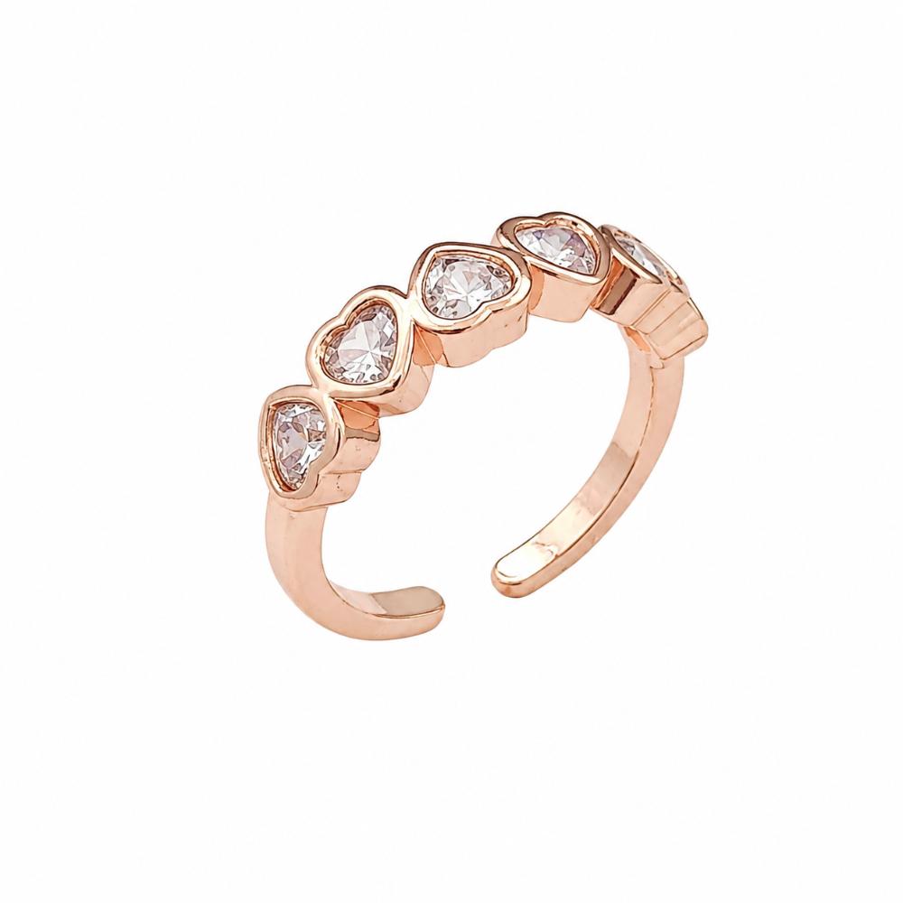 The99Jewel Rose Gold Plated American Diamond And Brass Adjustable Ring
