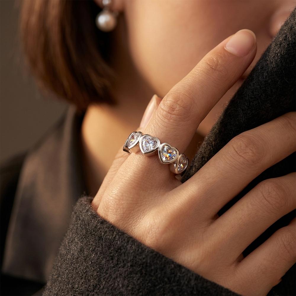 The99Jewel Silver Plated American Diamond And Brass Adjustable Ring