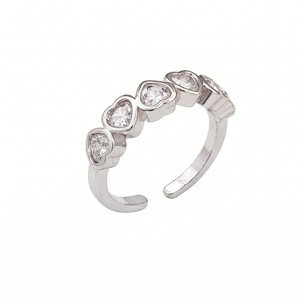 The99Jewel Silver Plated American Diamond And Brass Adjustable Ring