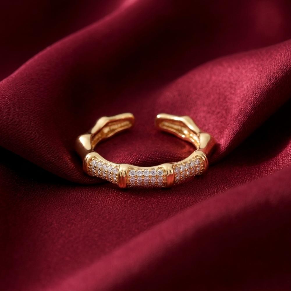 The99Jewel Gold Plated American Diamond and Brass Adjustable Ring