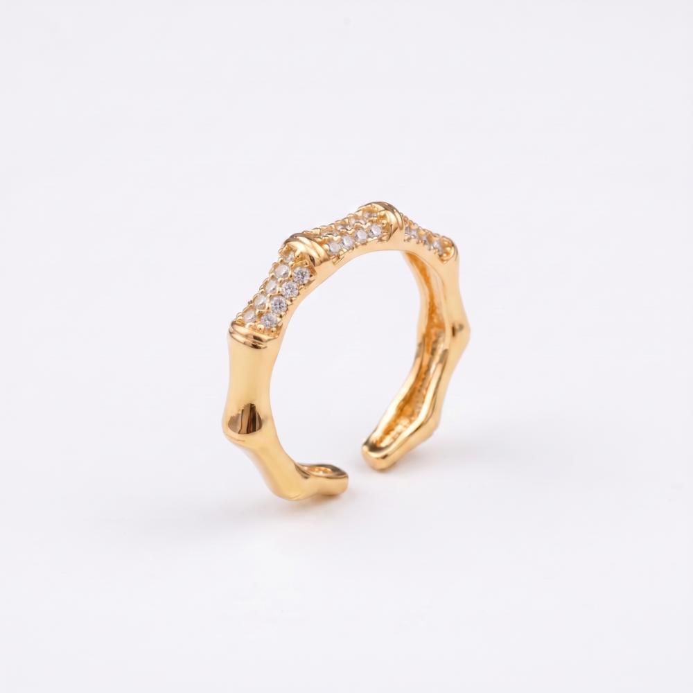 The99Jewel Gold Plated American Diamond and Brass Adjustable Ring