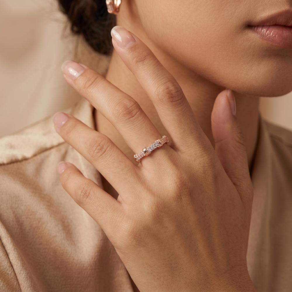 The99Jewel Rose Gold Plated American Diamond and Brass Adjustable Ring