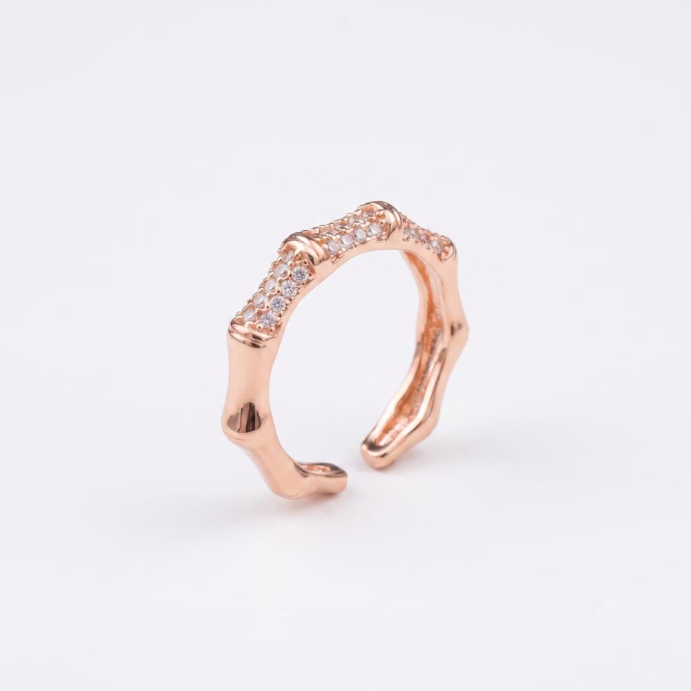 The99Jewel Rose Gold Plated American Diamond and Brass Adjustable Ring