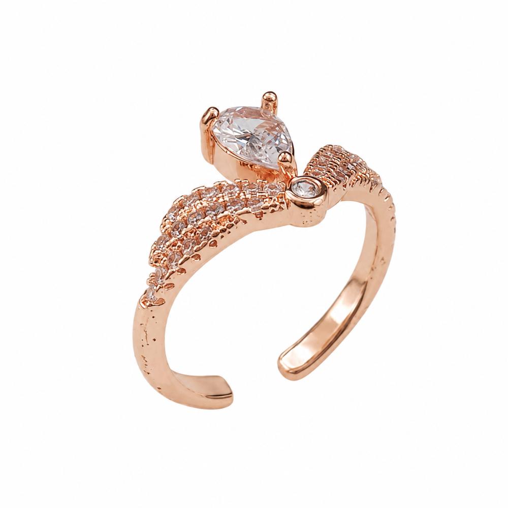 The99Jewel Rose Gold Plated American Diamond and Brass Adjustable Ring