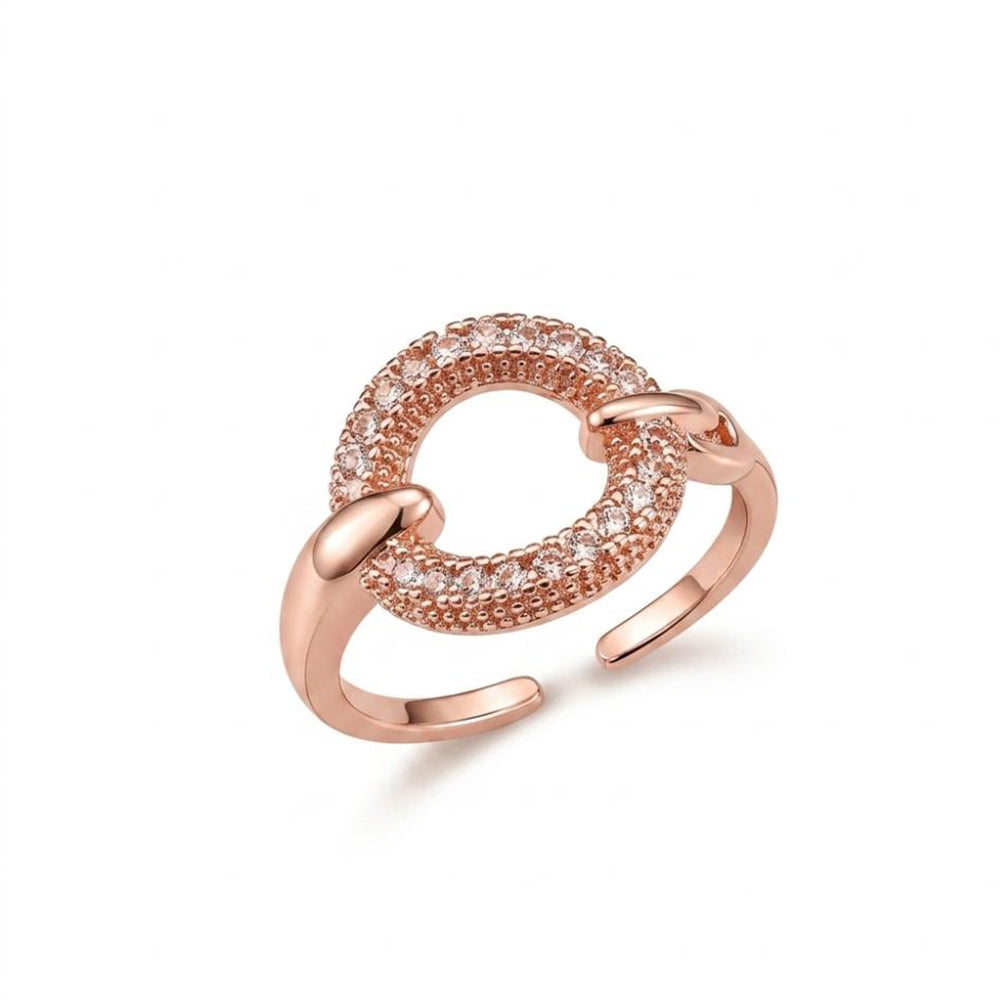 The99Jewel Rose Gold Plated American Diamond and Brass Adjustable Ring