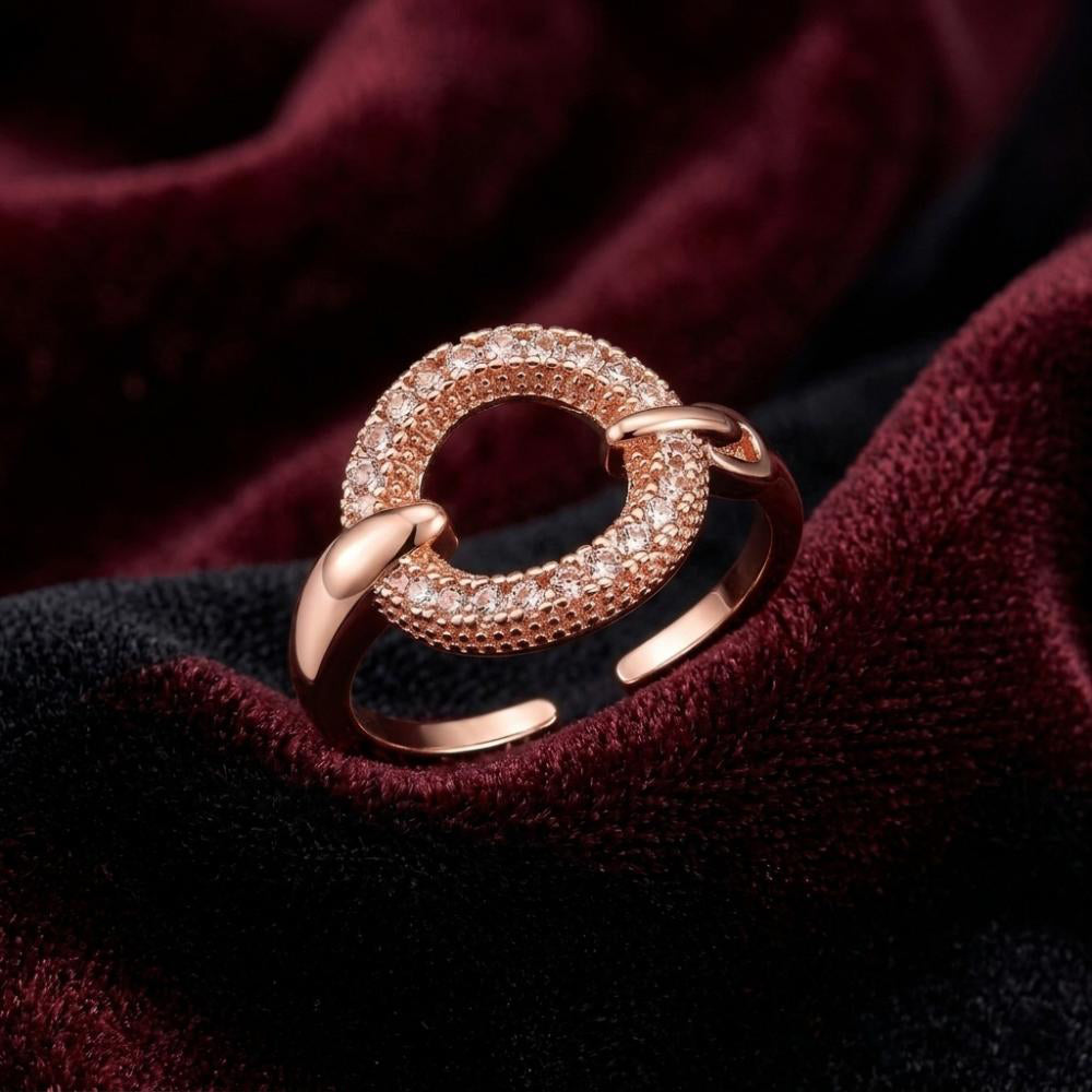The99Jewel Rose Gold Plated American Diamond and Brass Adjustable Ring