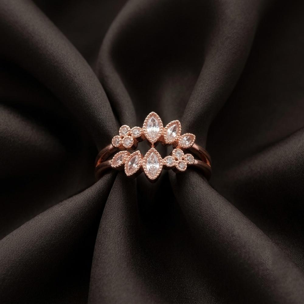 The99Jewel Rose Gold Plated American Diamond and Brass Adjustable Ring