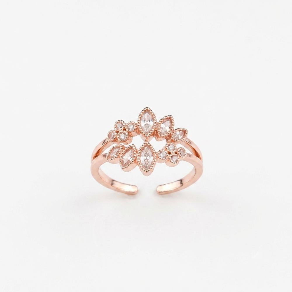 The99Jewel Rose Gold Plated American Diamond and Brass Adjustable Ring