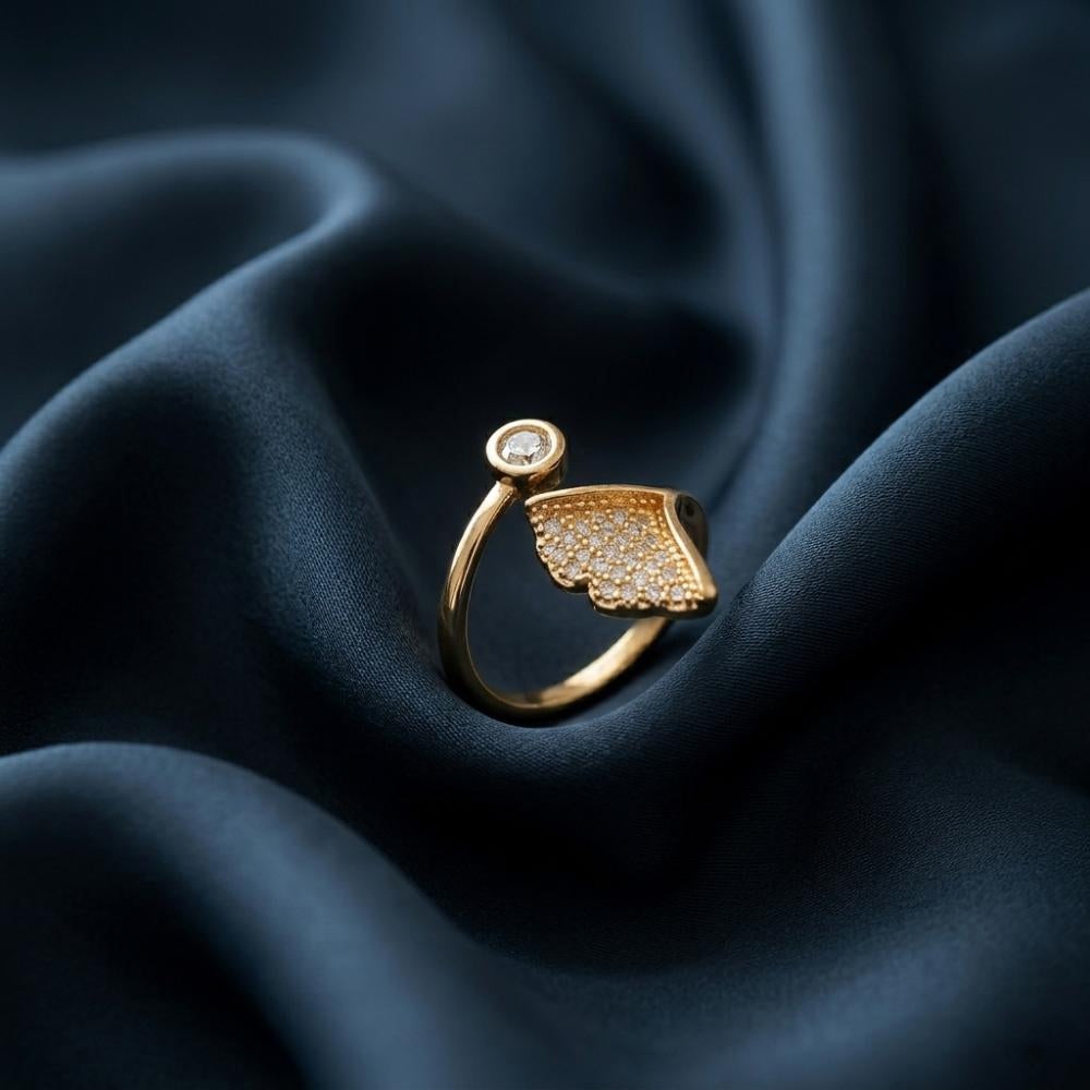 The99Jewel Gold Plated American Diamond and Brass Adjustable Ring