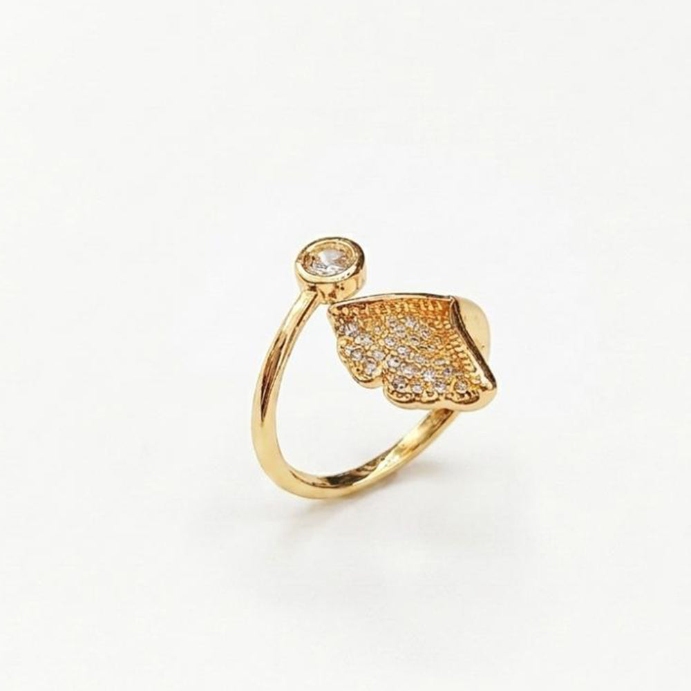 The99Jewel Gold Plated American Diamond and Brass Adjustable Ring