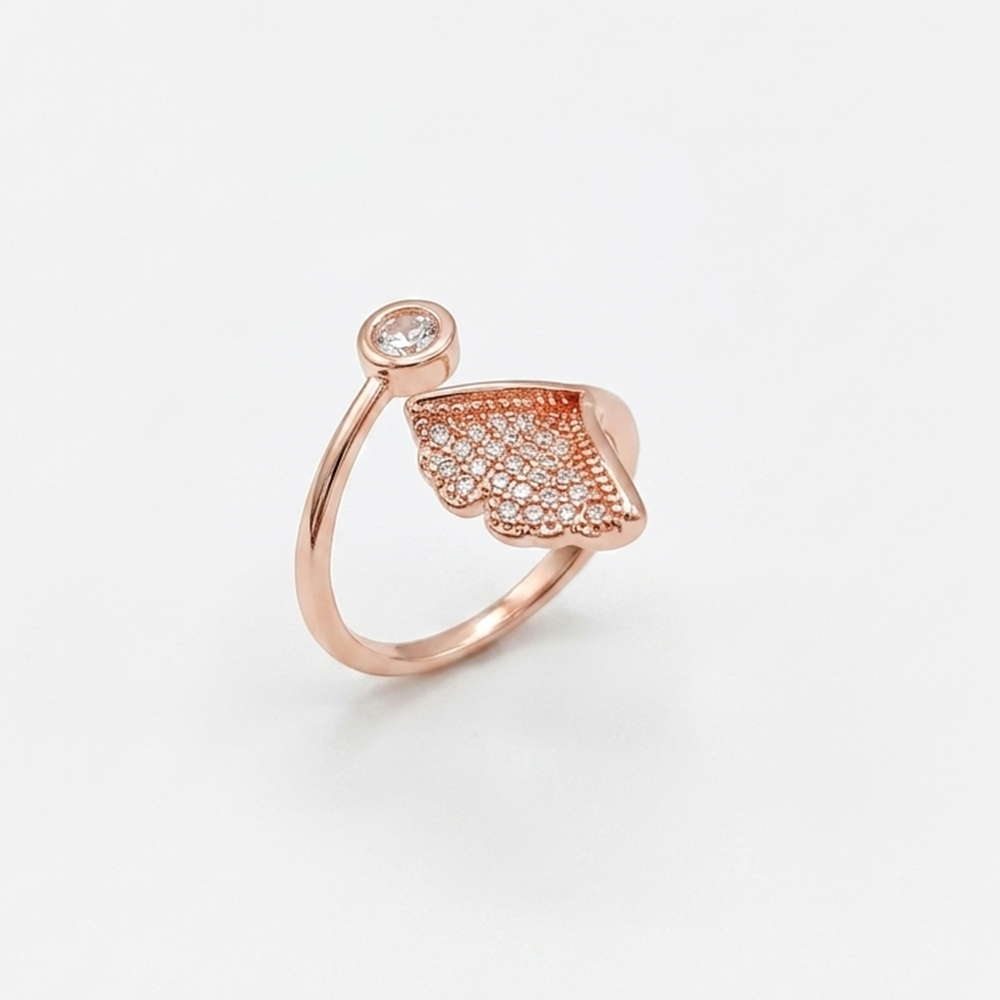 The99Jewel Rose Gold Plated American Diamond and Brass Adjustable Ring