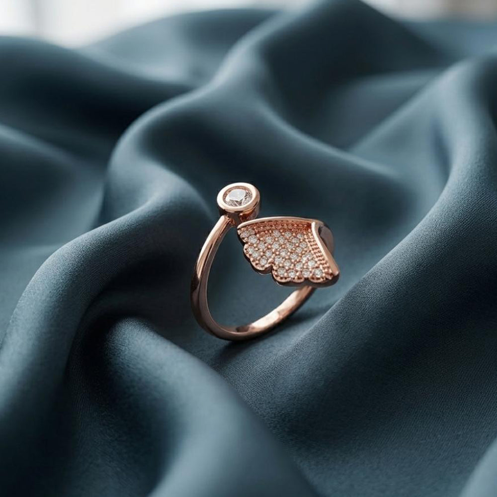 The99Jewel Rose Gold Plated American Diamond and Brass Adjustable Ring