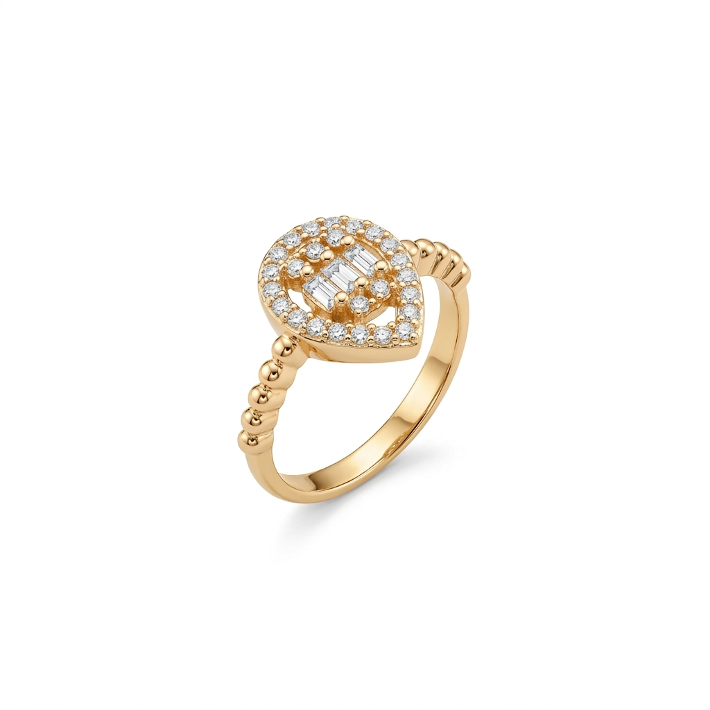 The99Jewel Gold Plated American Diamond and Brass Adjustable Ring