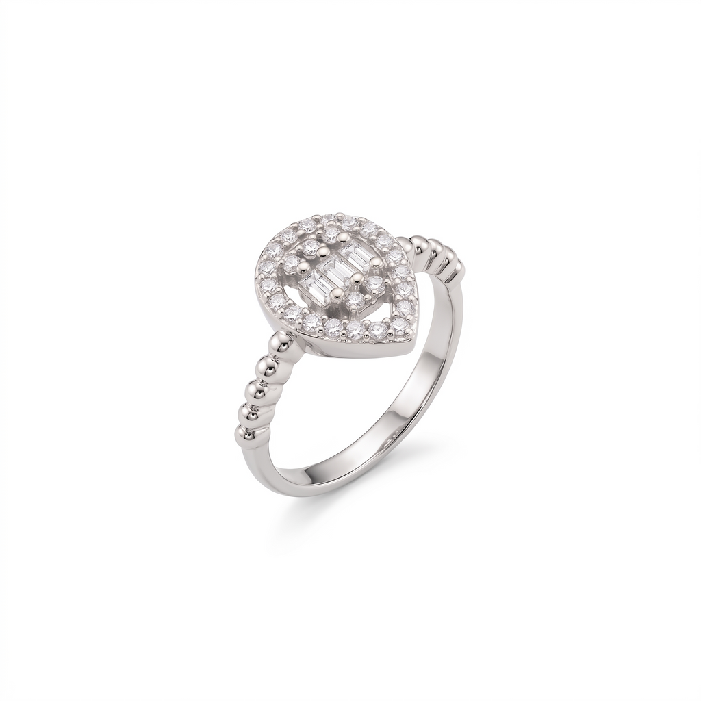 The99Jewel Silver Plated American Diamond and Brass Adjustable Ring
