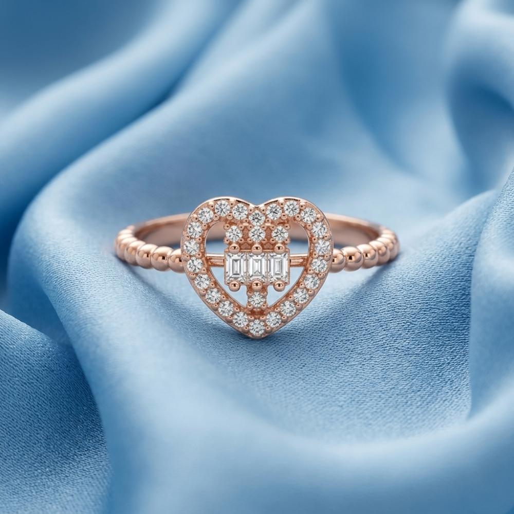 The99Jewel Rose Gold Plated American Diamond and Brass Adjustable Ring