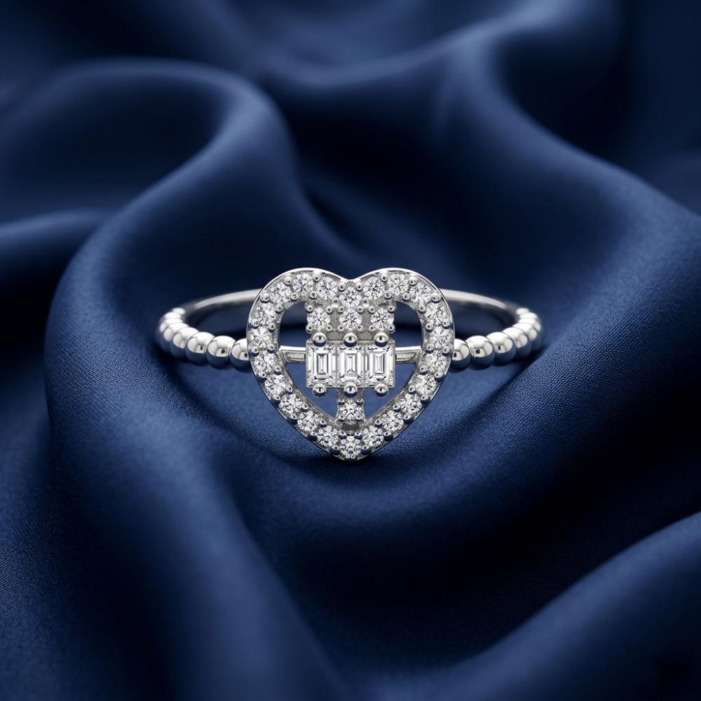 The99Jewel Silver Plated American Diamond and Brass Adjustable Ring