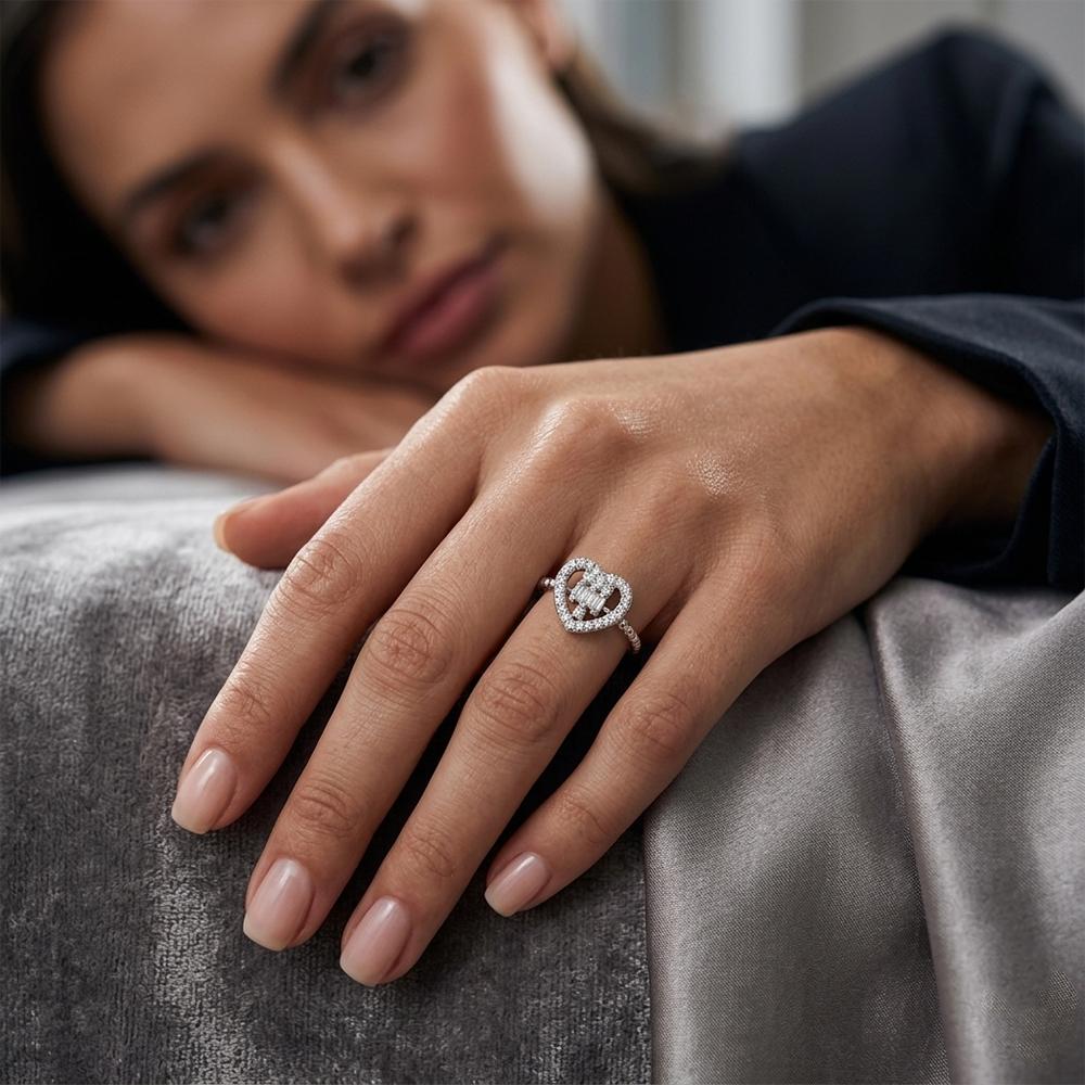 The99Jewel Silver Plated American Diamond and Brass Adjustable Ring