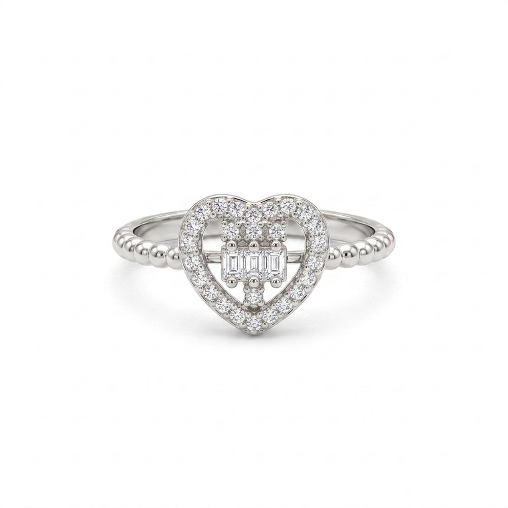 The99Jewel Silver Plated American Diamond and Brass Adjustable Ring