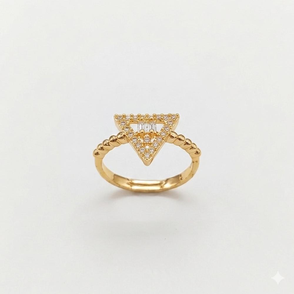 The99Jewel Gold Plated American Diamond and Brass Adjustable Ring