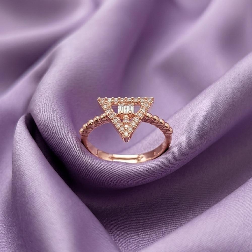 The99Jewel Rose Gold Plated American Diamond and Brass Adjustable Ring