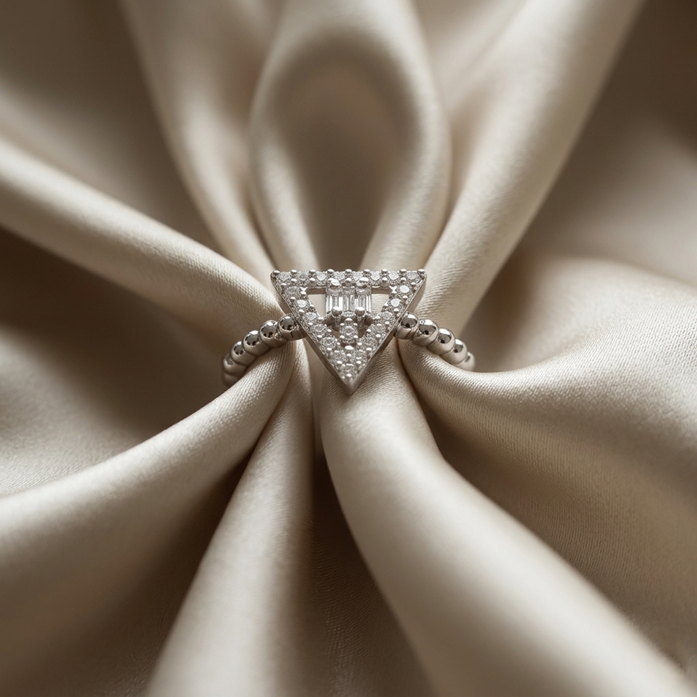 The99Jewel Silver Plated American Diamond and Brass Adjustable Ring