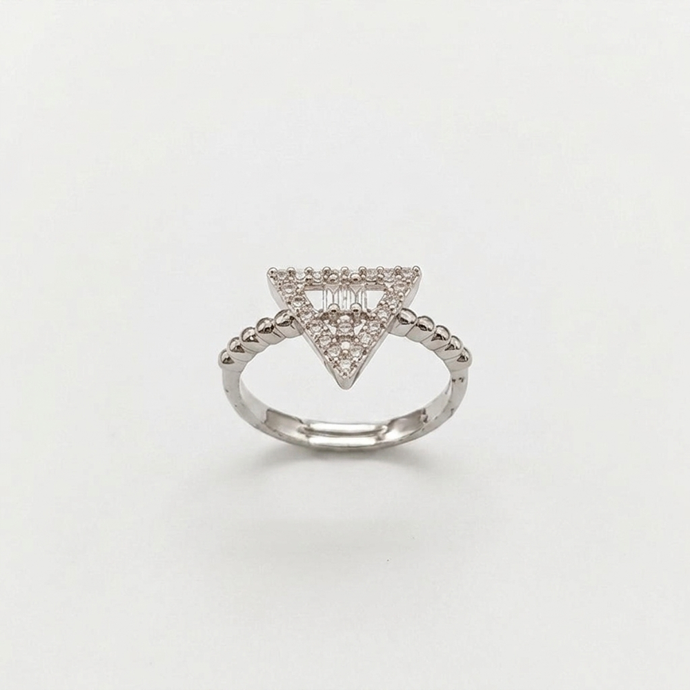 The99Jewel Silver Plated American Diamond and Brass Adjustable Ring