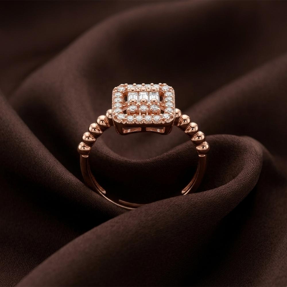 The99Jewel Rose Gold Plated American Diamond and Brass Adjustable Ring