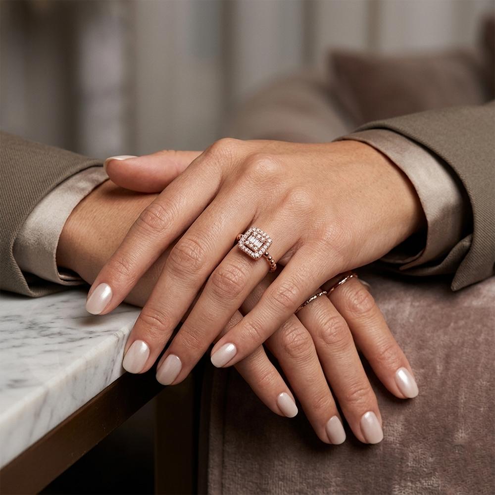 The99Jewel Rose Gold Plated American Diamond and Brass Adjustable Ring