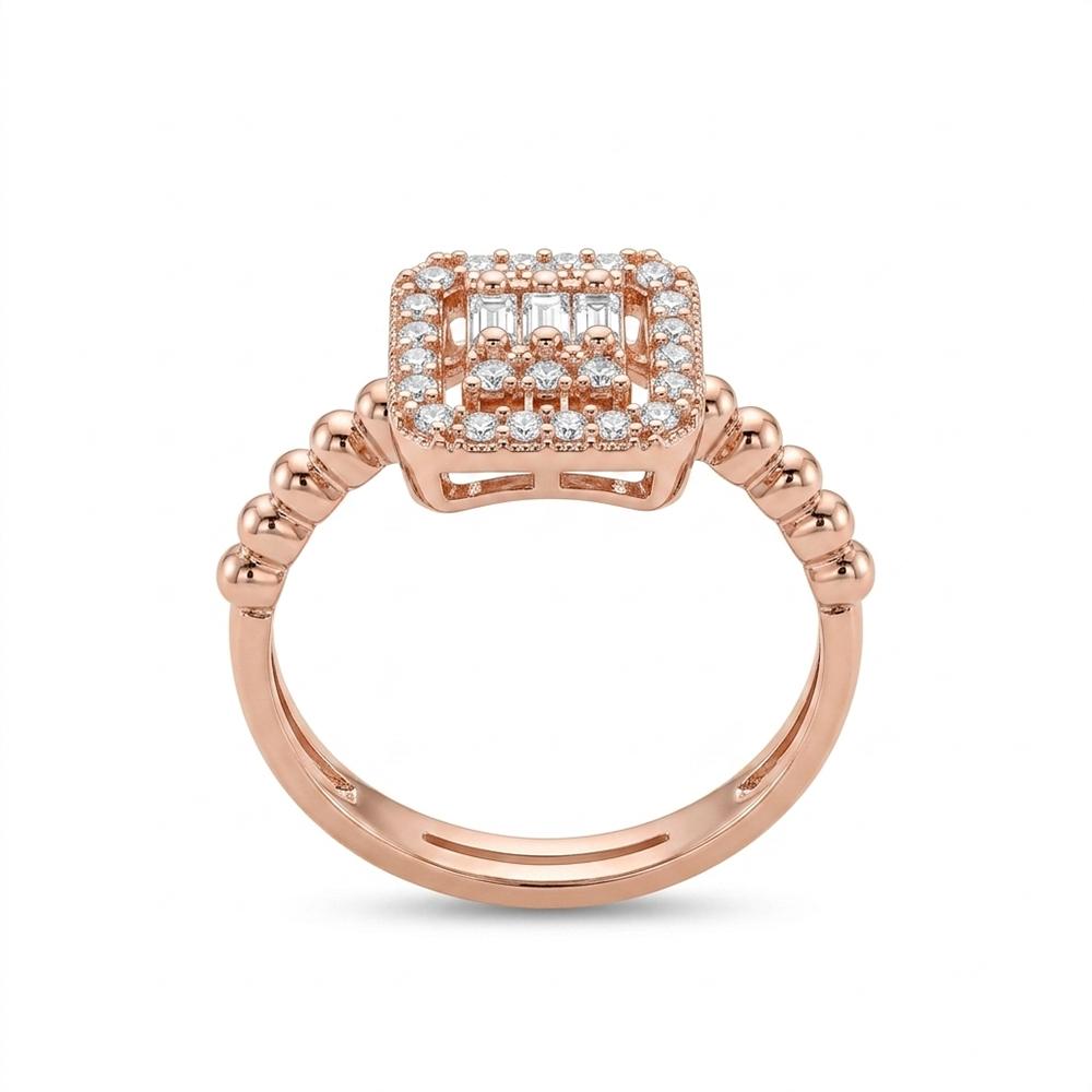 The99Jewel Rose Gold Plated American Diamond and Brass Adjustable Ring