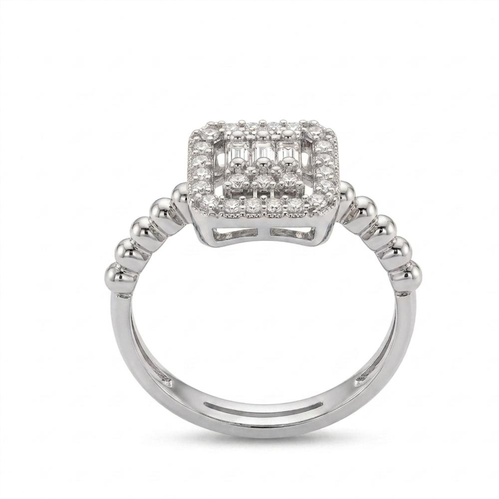 The99Jewel Silver Plated American Diamond and Brass Adjustable Ring