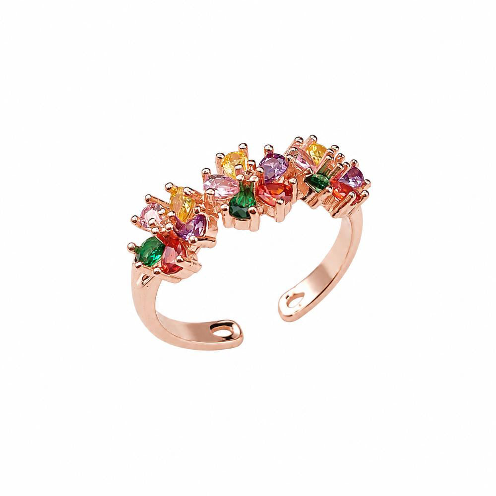 The99Jewel Gold Plated American Diamond and Brass Adjustable Ring