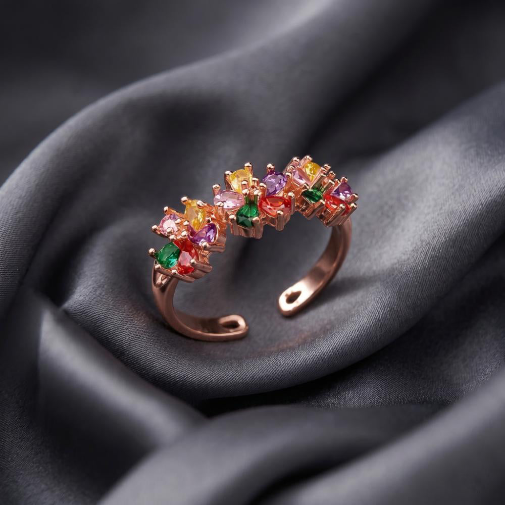 The99Jewel Gold Plated American Diamond and Brass Adjustable Ring