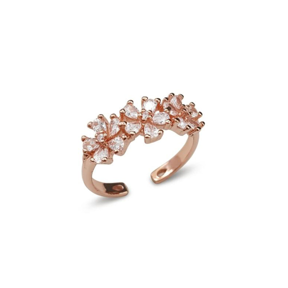 The99Jewel Rose Gold Plated American Diamond and Brass Adjustable Ring