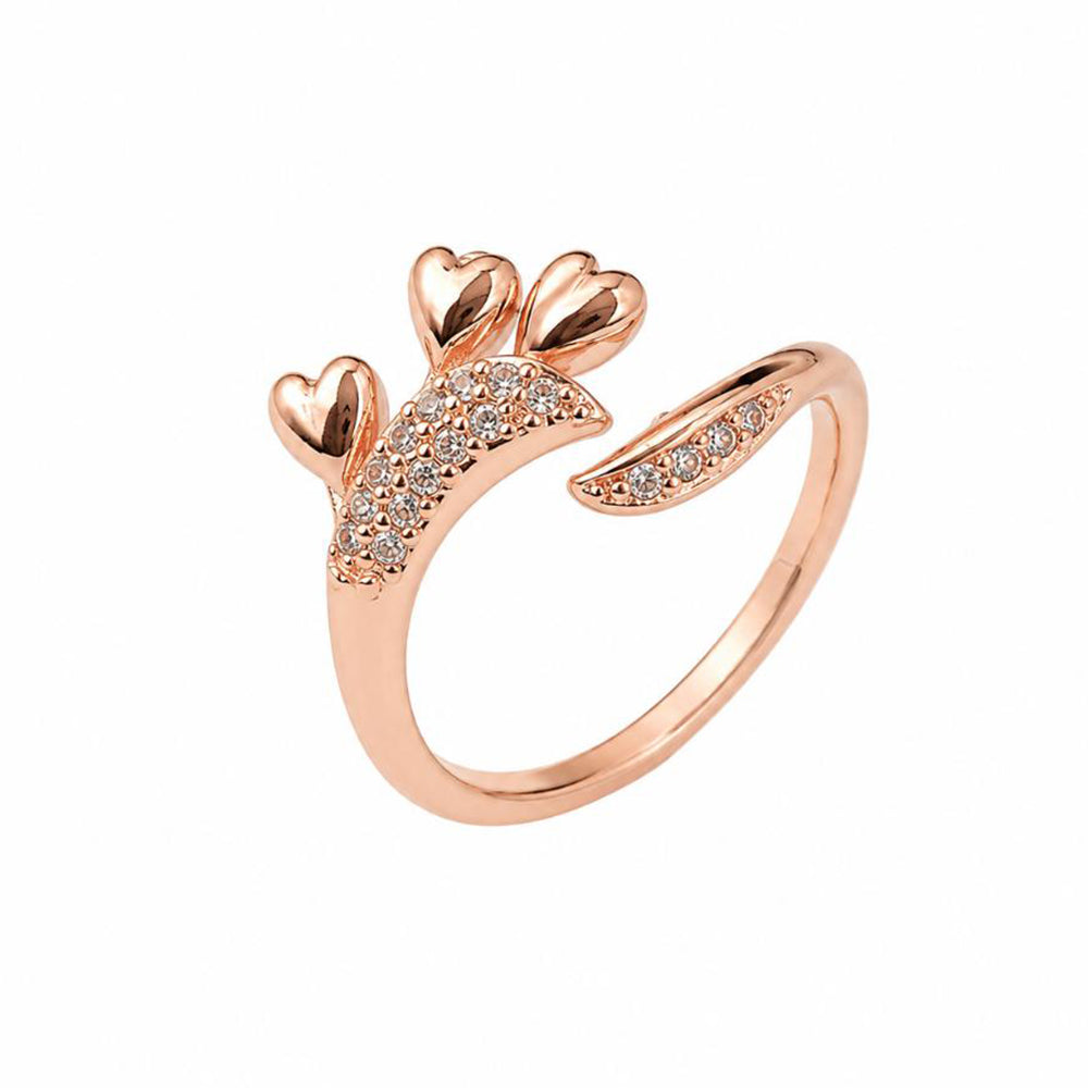 The99Jewel Rose Gold Plated American Diamond and Brass Adjustable Ring