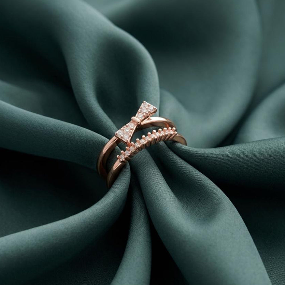 The99Jewel Rose Gold Plated American Diamond and Brass Adjustable Ring