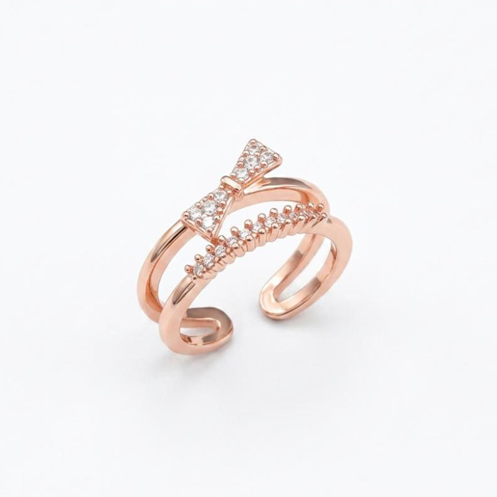 The99Jewel Rose Gold Plated American Diamond and Brass Adjustable Ring