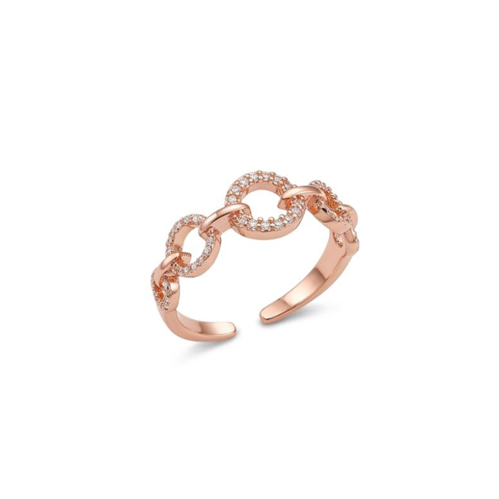 The99Jewel Rose Gold Plated American Diamond and Brass Adjustable Ring