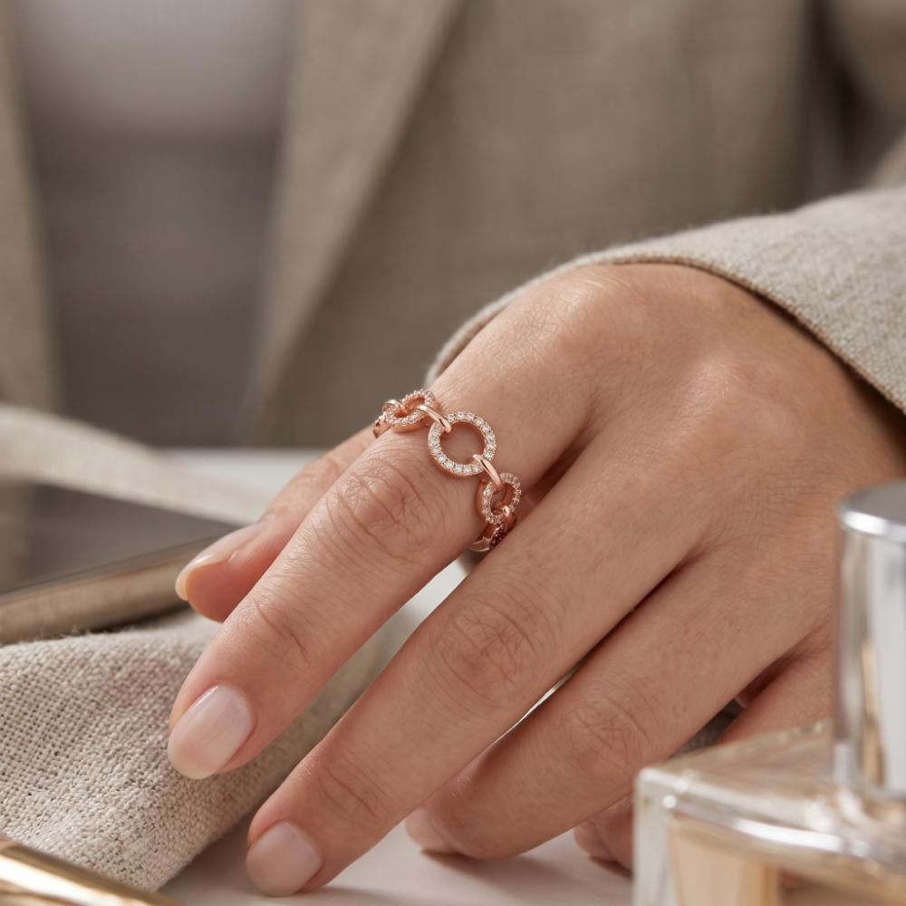 The99Jewel Rose Gold Plated American Diamond and Brass Adjustable Ring