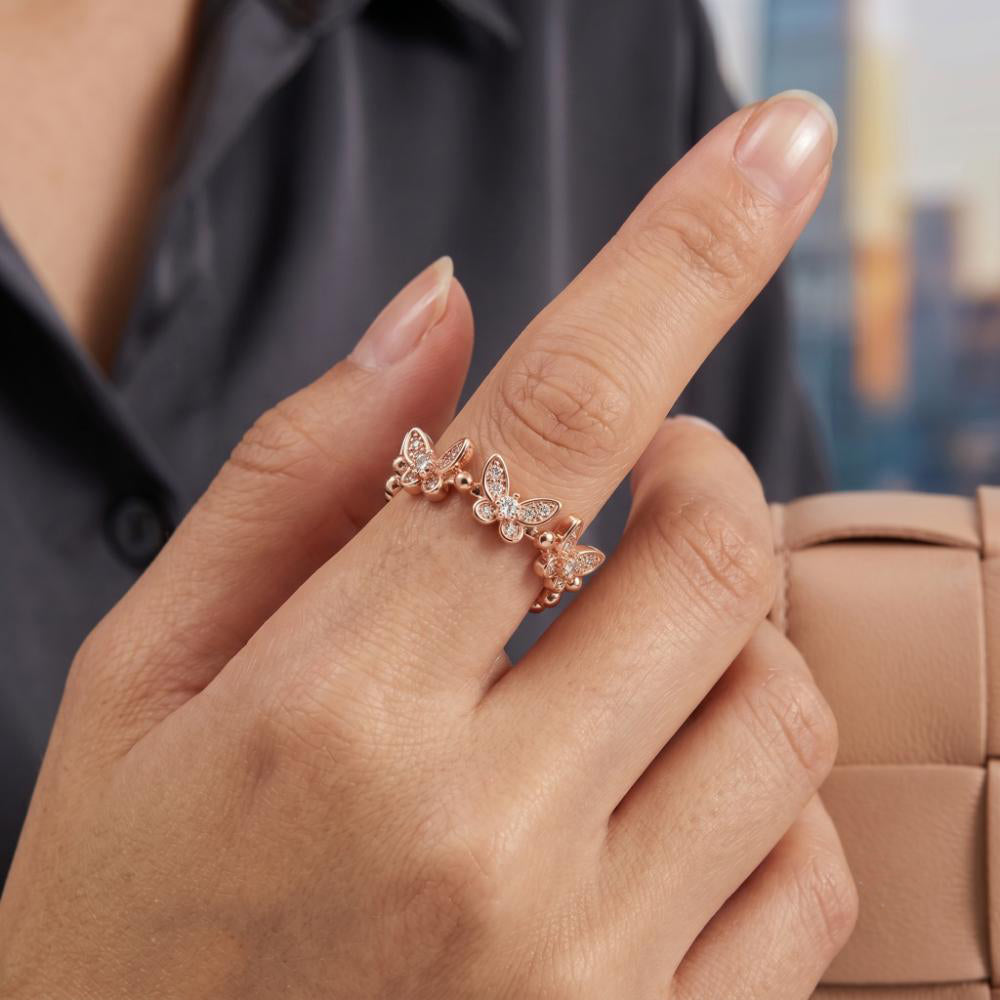 The99Jewel Rose Gold Plated American Diamond and Brass Adjustable Ring