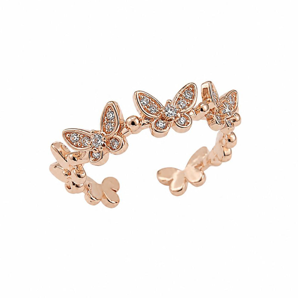 The99Jewel Rose Gold Plated American Diamond and Brass Adjustable Ring