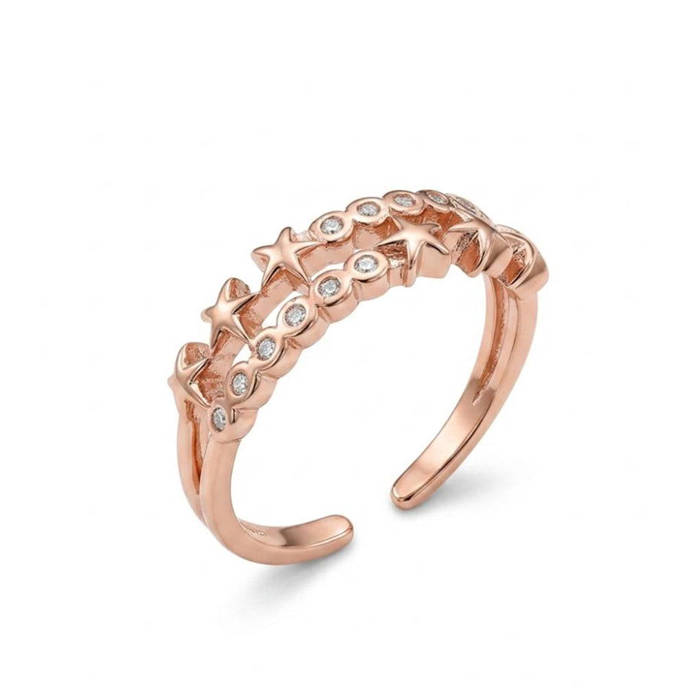 The99Jewel Rose Gold Plated American Diamond and Brass Adjustable Ring
