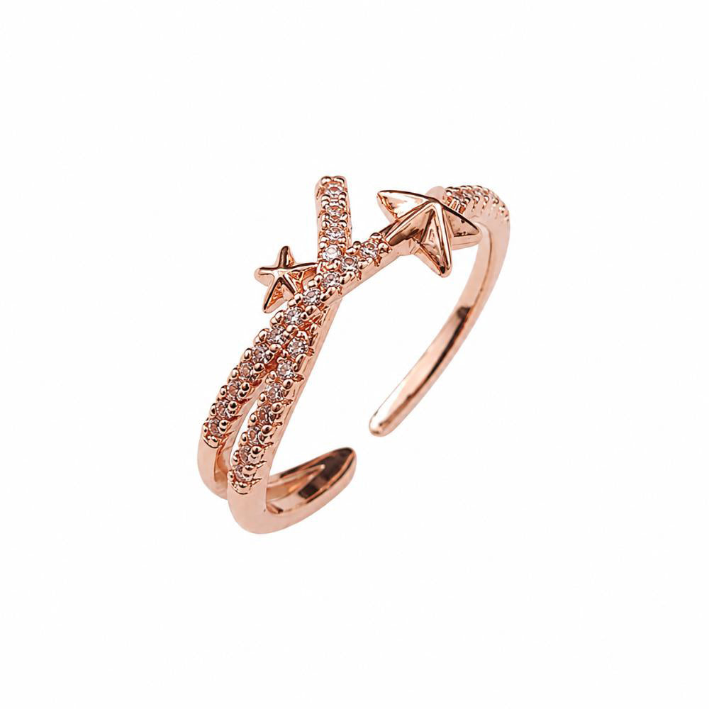 The99Jewel Rose Gold Plated American Diamond and Brass Adjustable Ring
