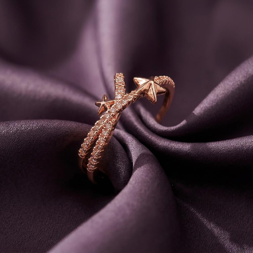 The99Jewel Rose Gold Plated American Diamond and Brass Adjustable Ring