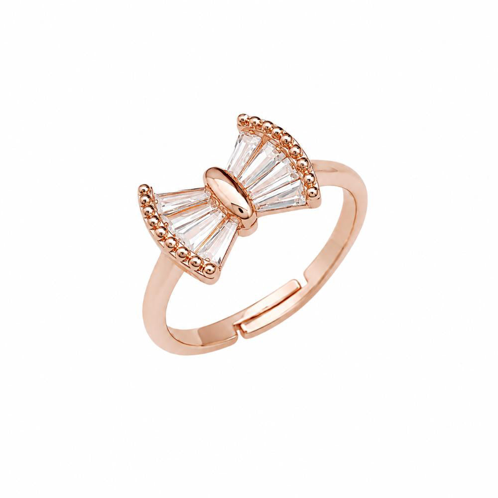 The99Jewel Rose Gold Plated American Diamond and Brass Adjustable Ring