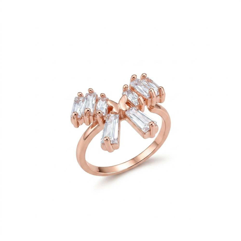The99Jewel Rose Gold Plated American Diamond and Brass Adjustable Ring