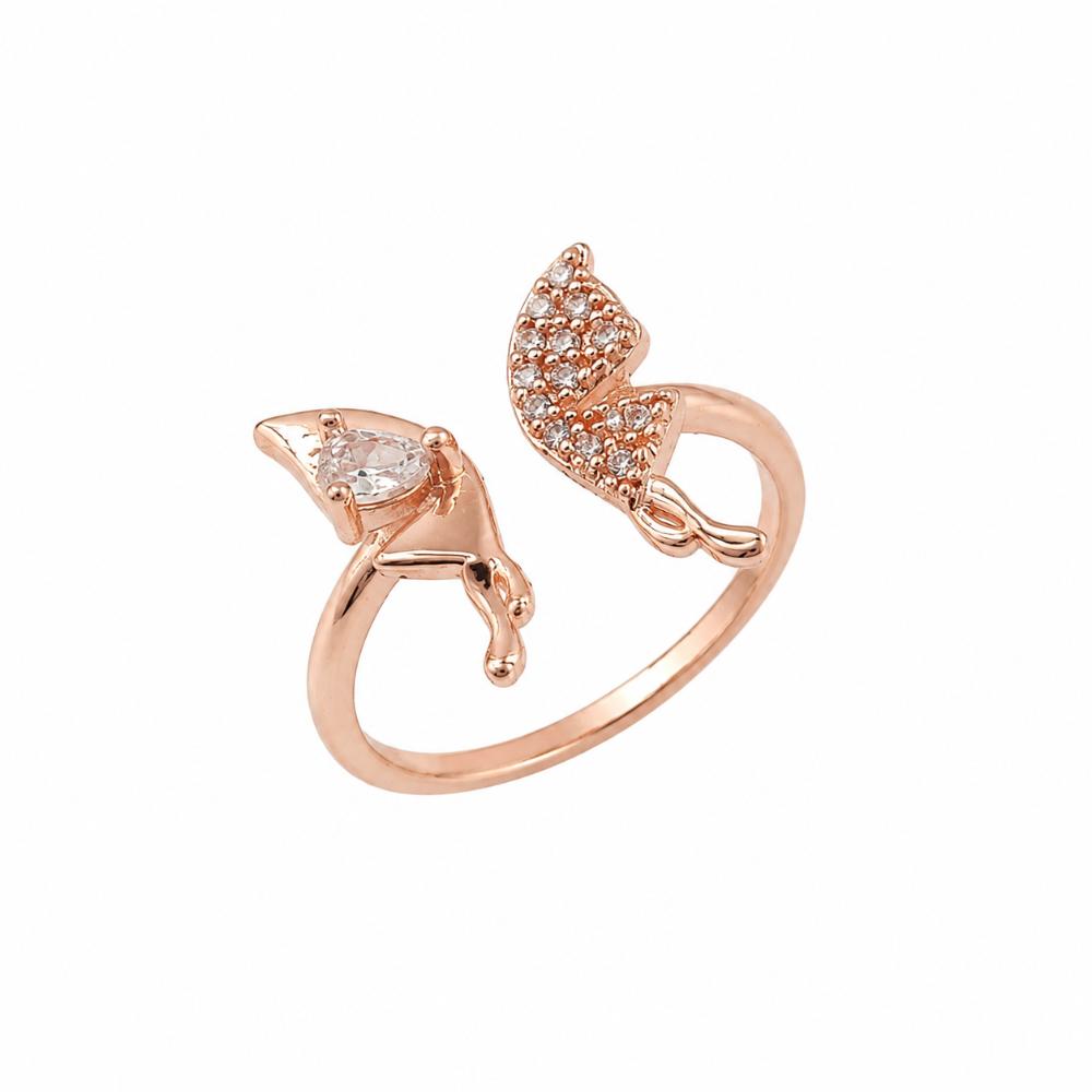The99Jewel Rose Gold Plated American Diamond and Brass Adjustable Ring