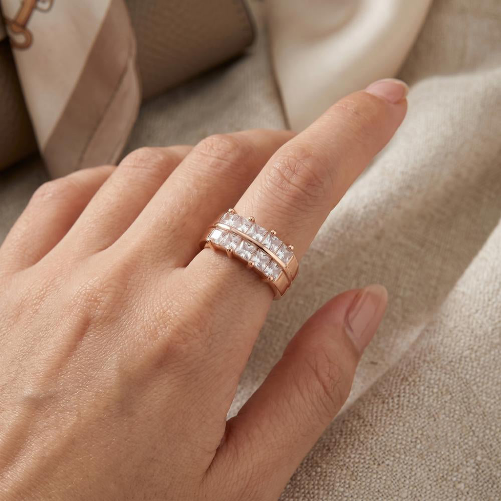 The99Jewel Rose Gold Plated American Diamond and Brass Adjustable Ring