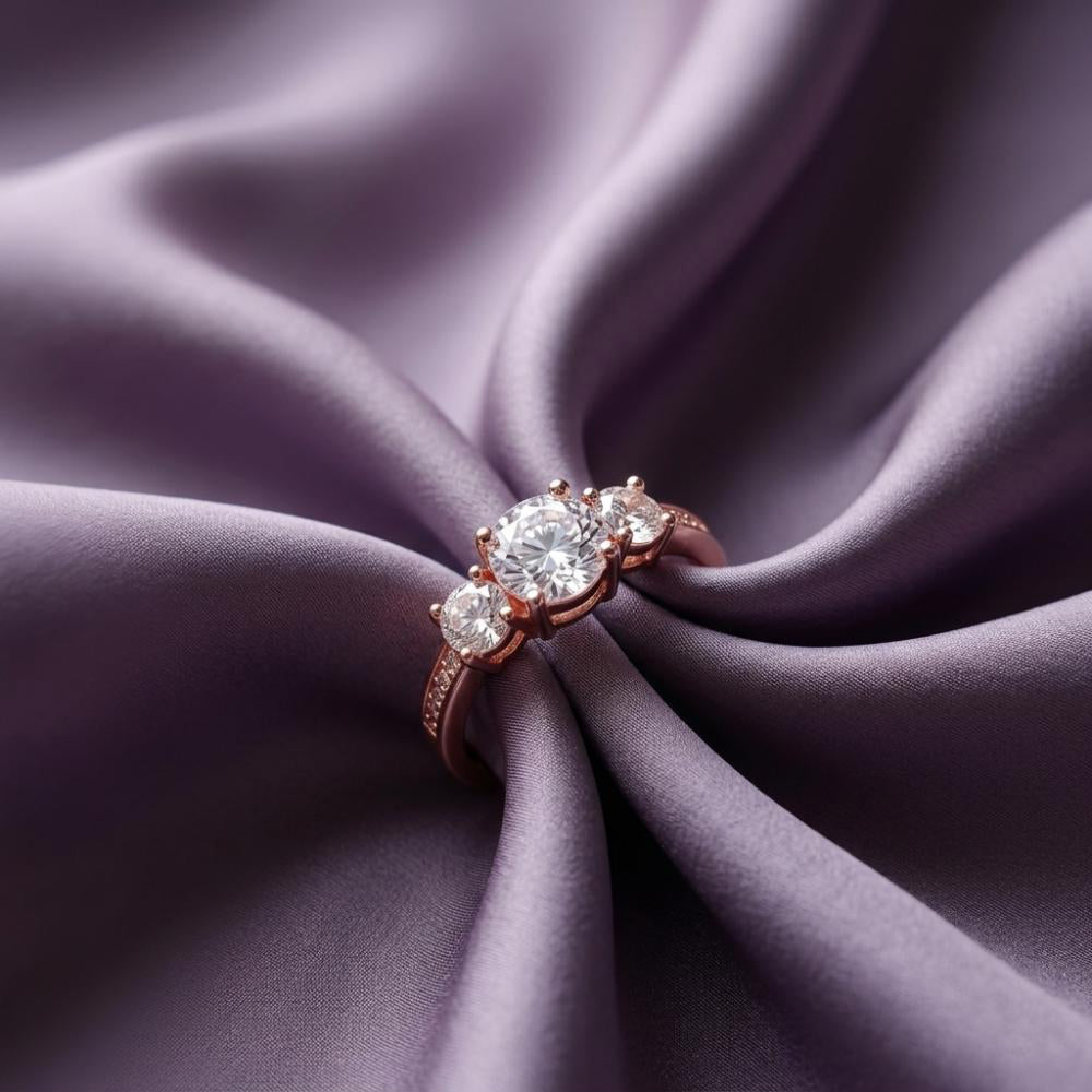 The99Jewel Rose Gold Plated American Diamond and Brass Adjustable Ring