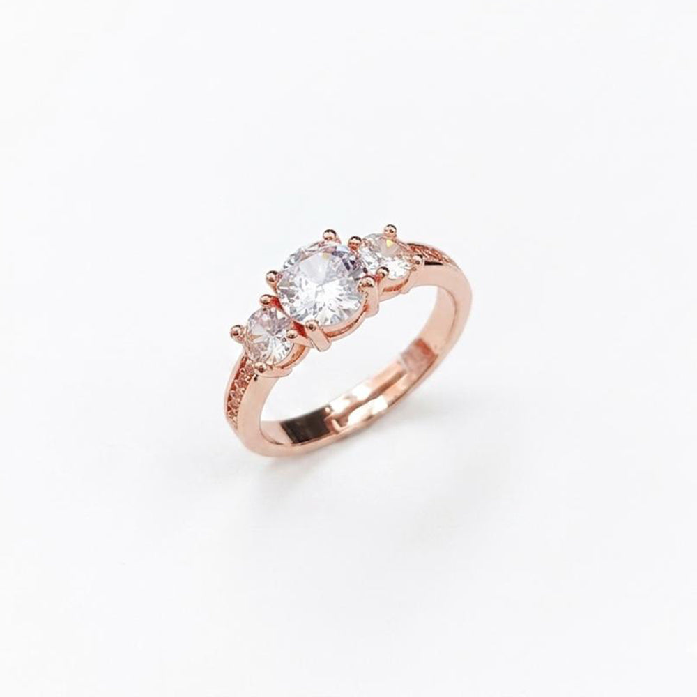 The99Jewel Rose Gold Plated American Diamond and Brass Adjustable Ring