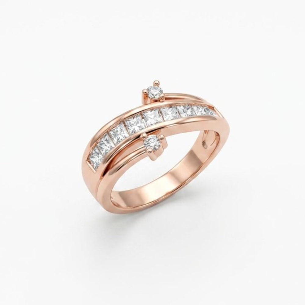 The99Jewel Rose Gold Plated American Diamond and Brass Adjustable Ring